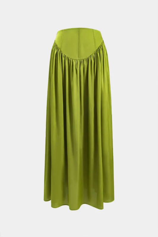 Solid Satin Pleated Skirt sold by Micas