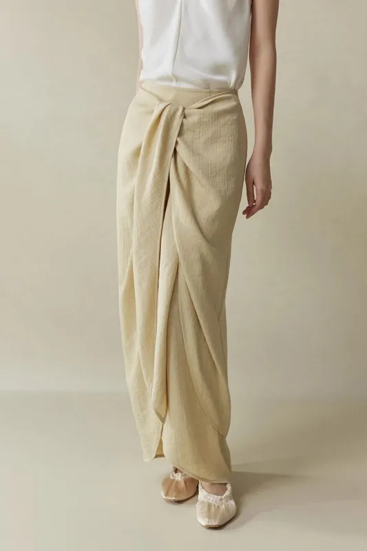 Solid Linen Knotted Skirt sold by Micas