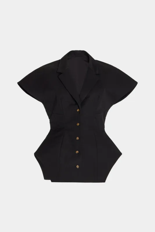Pleated Button Short-Sleeve Shirt sold by Micas