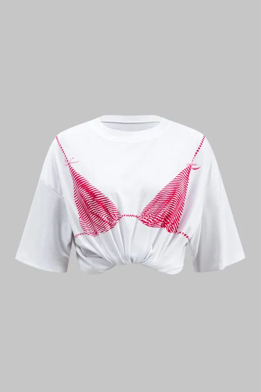 Abstrakt print kortærmet t-shirt sold by Micas