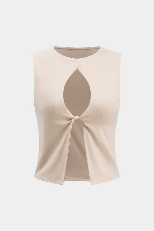 Ruched Cut Out Twist Knot Tank Top sold by Micas