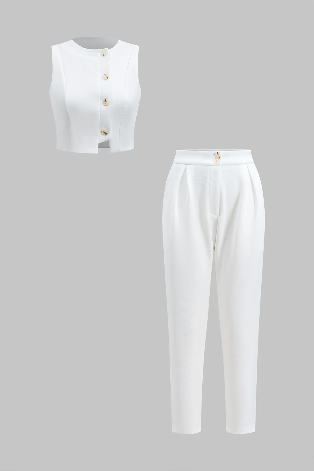 Knap ærmeløs top og plissede bukser sæt sold by Micas