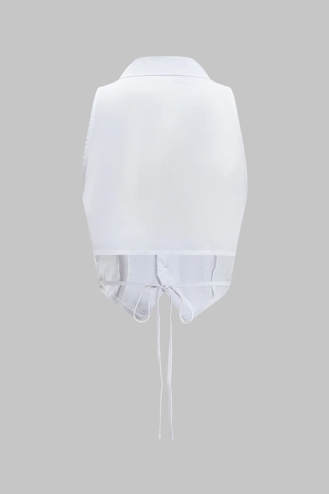 Plisset bånd tilbage knap ærmeløs top og slips front patchwork brede ben bukser sæt sold by Micas product image thumbnail 3