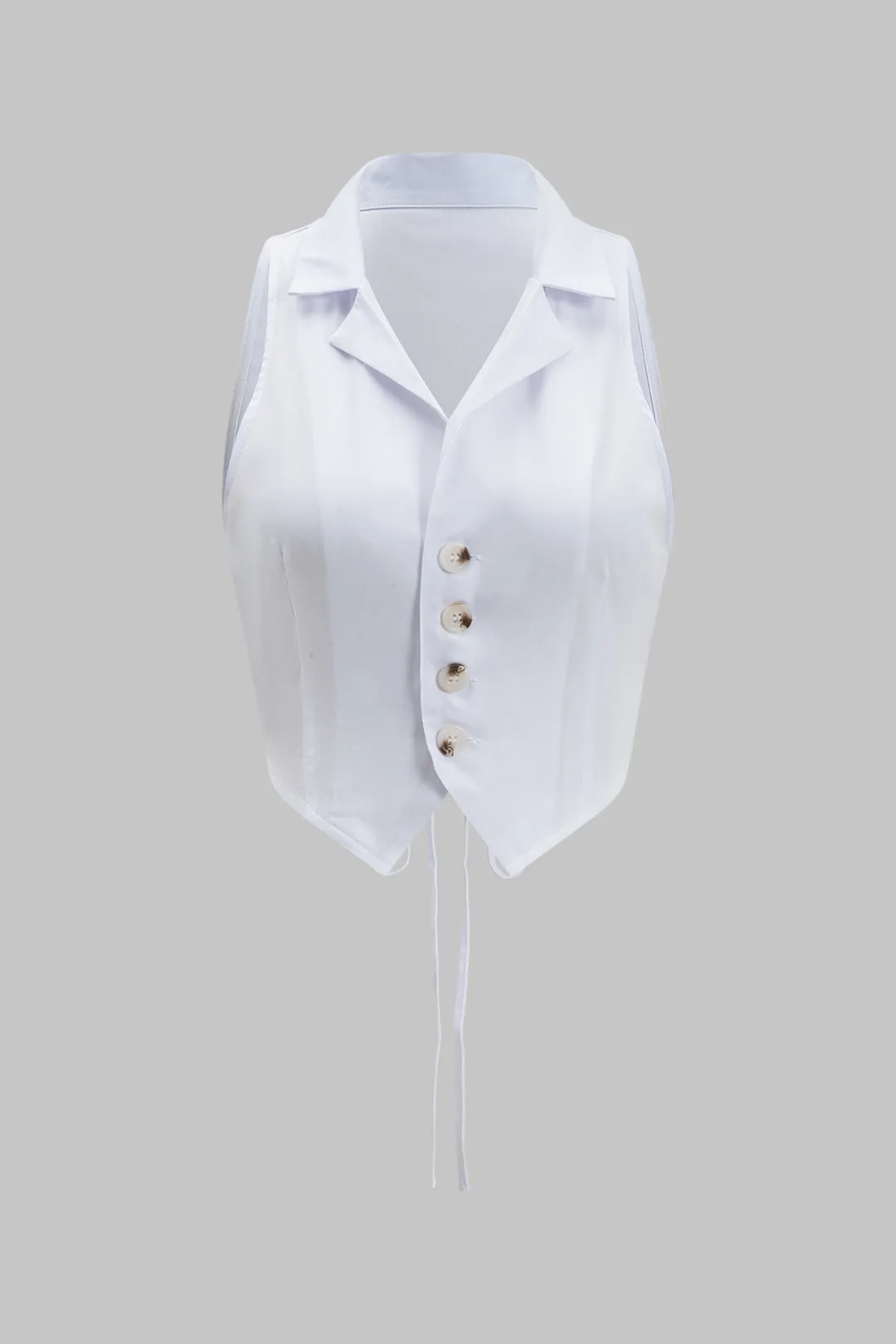 Plisset bånd tilbage knap ærmeløs top og slips front patchwork brede ben bukser sæt sold by Micas product image thumbnail 2