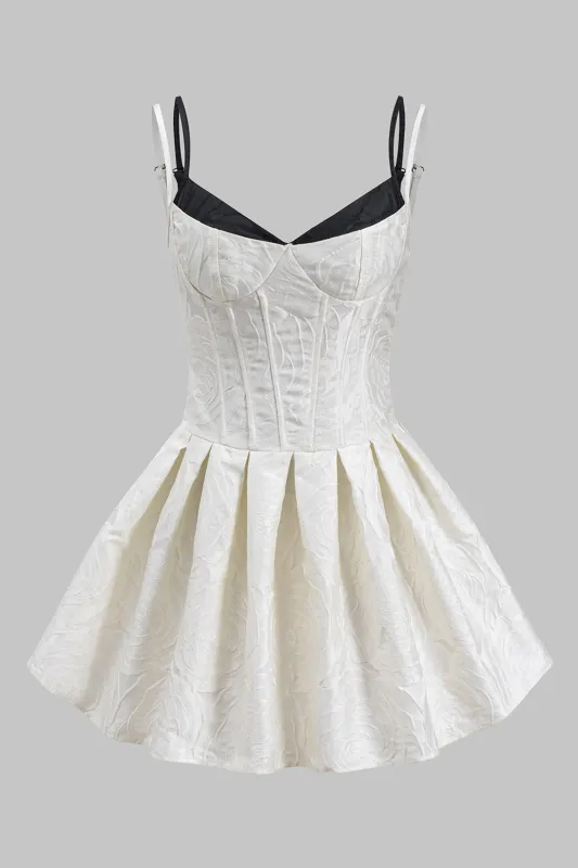 Contrast Jacquard Patchwork Zipper Bustier Corset Slip Mini Dress sold by Micas