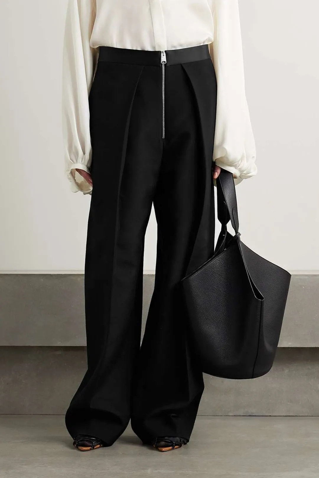 Pleated Zipper Pocket Wide Leg Trousers sold by Micas product image thumbnail 2