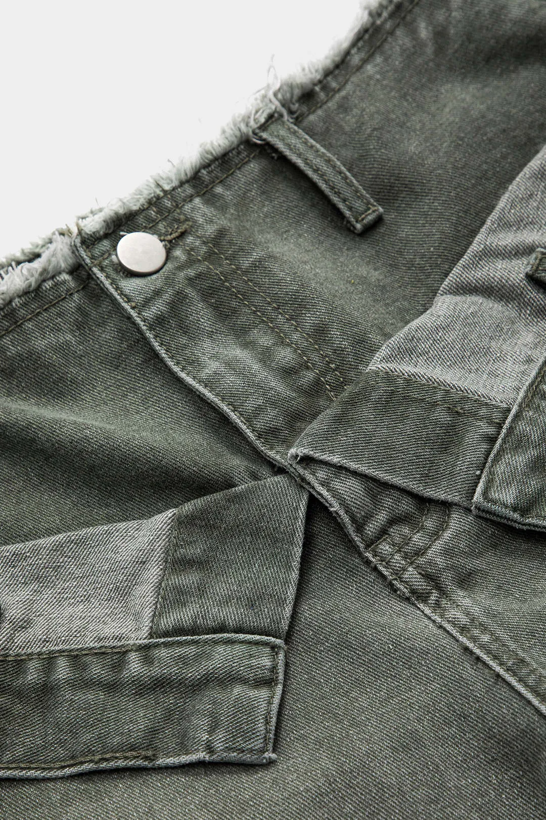 Denim Patchwork Button Wide Leg Trousers sold by Micas product image thumbnail 3