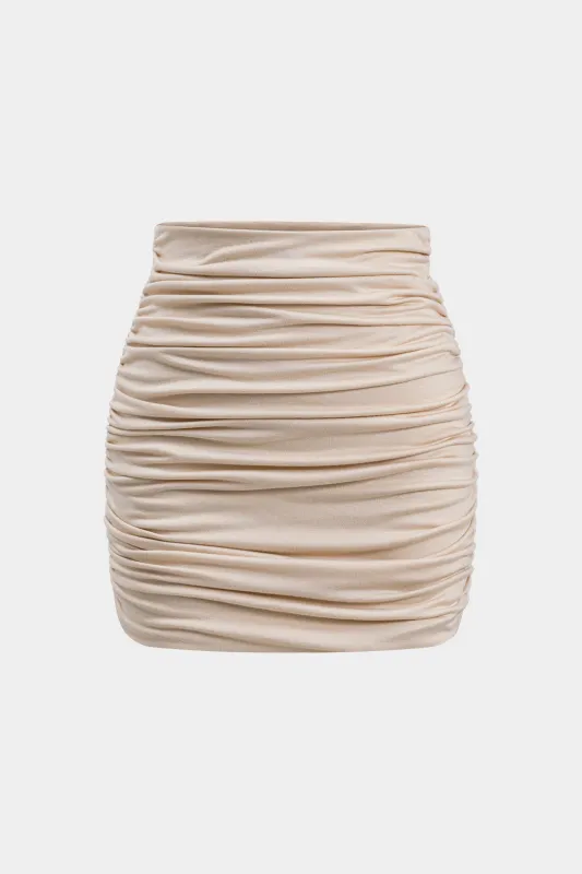 Solid Ruched Mini Nederdel sold by Micas