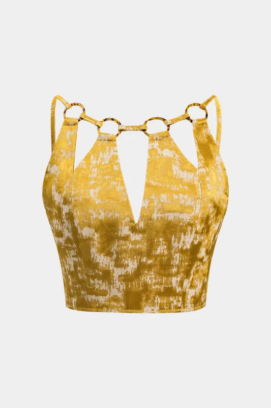 Jacquard skar lynlås bagfra cami top sold by Micas
