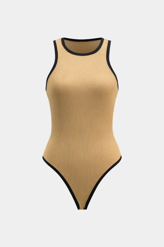 Contrast Patchwork Sleeveless Bodysuit sold by Micas