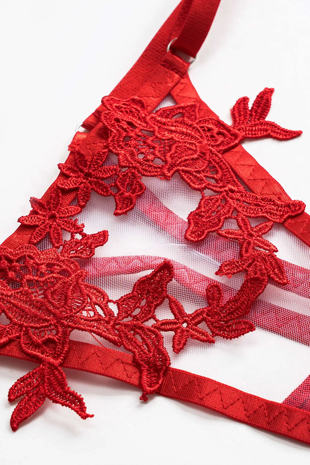 Mesh Sheer Broderi Lingerie Garter Set sold by Micas product image thumbnail 3