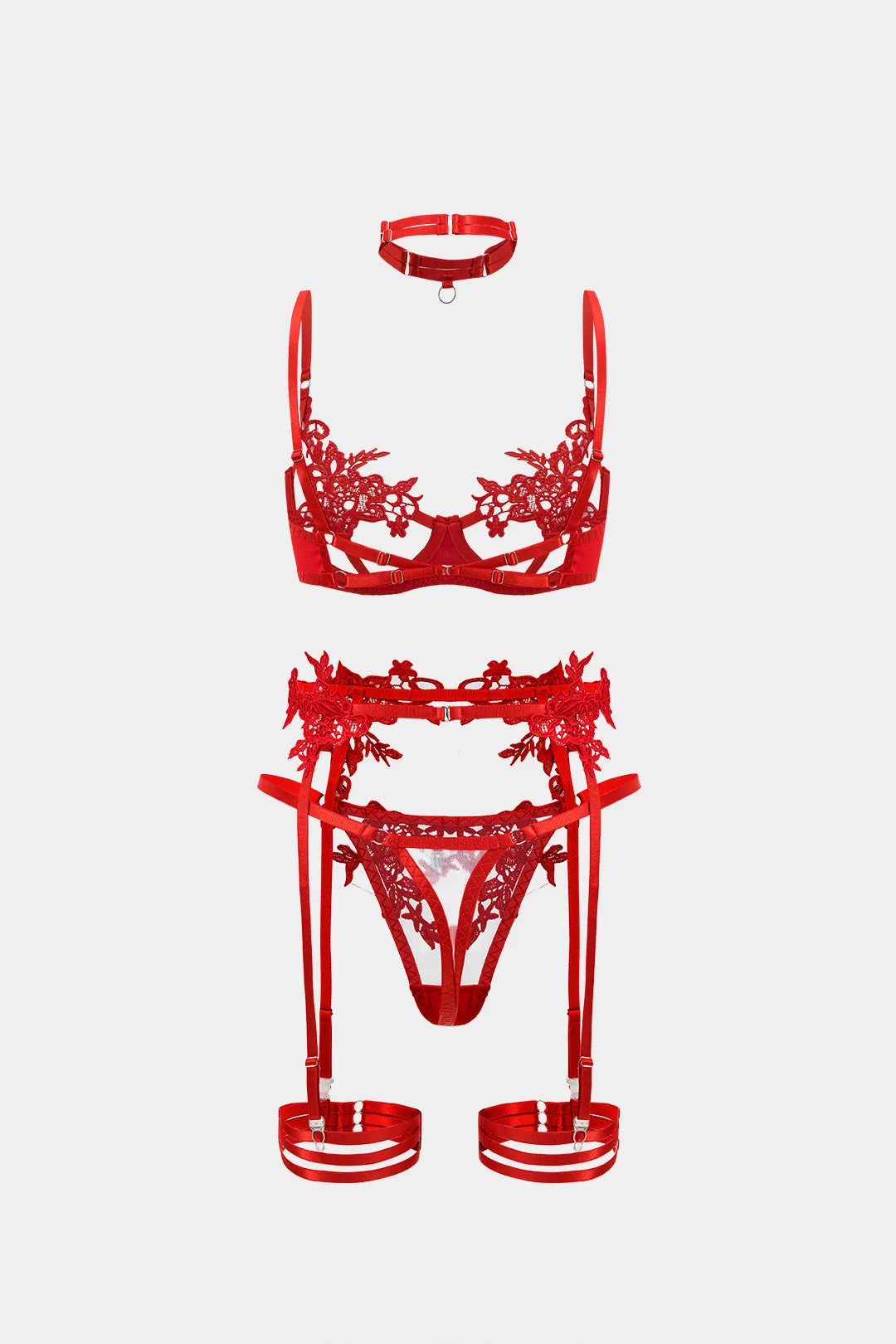 Mesh Sheer Broderi Lingerie Garter Set sold by Micas product image thumbnail 2