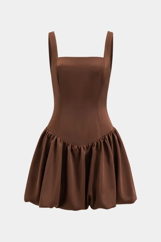 Satin Ruched Zipper Backless Mini Dress sold by Micas