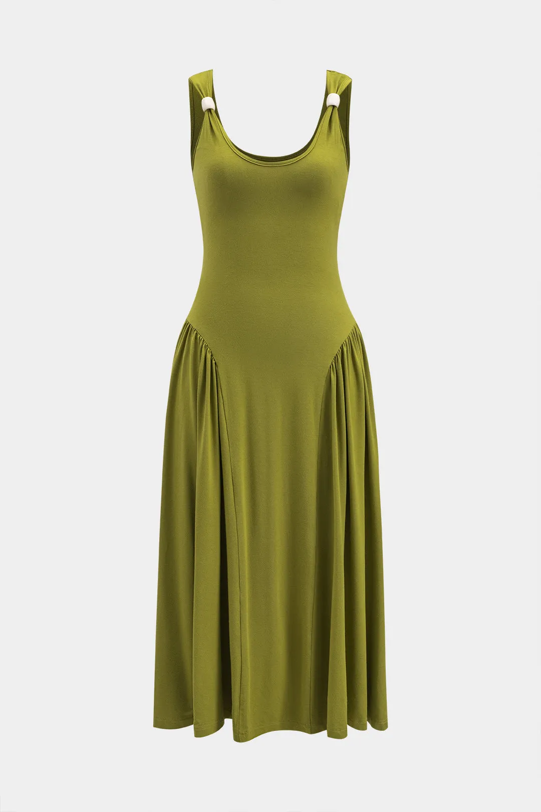 Beaded Ruched ærmeløs midi -kjole sold by Micas