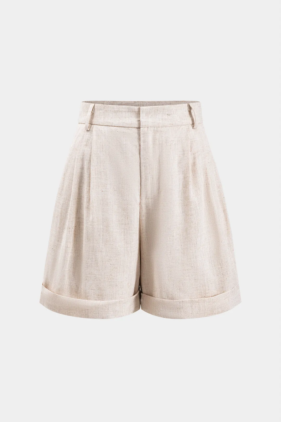 Linned plisseret høje talje shorts sold by Micas