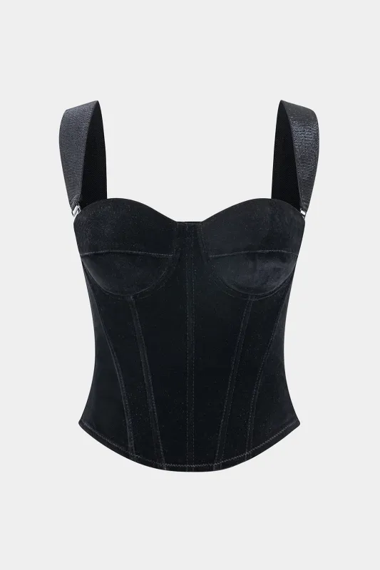 Fløjl lynlås bustier korset cami top sold by Micas