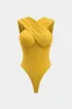 Ruched krydsede rygfri bustier bodysuit sold by Micas