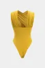 Ruched krydsede rygfri bustier bodysuit sold by Micas