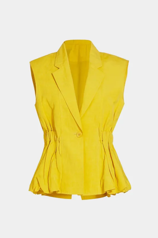 Linen Pleated Button Vest sold by Micas