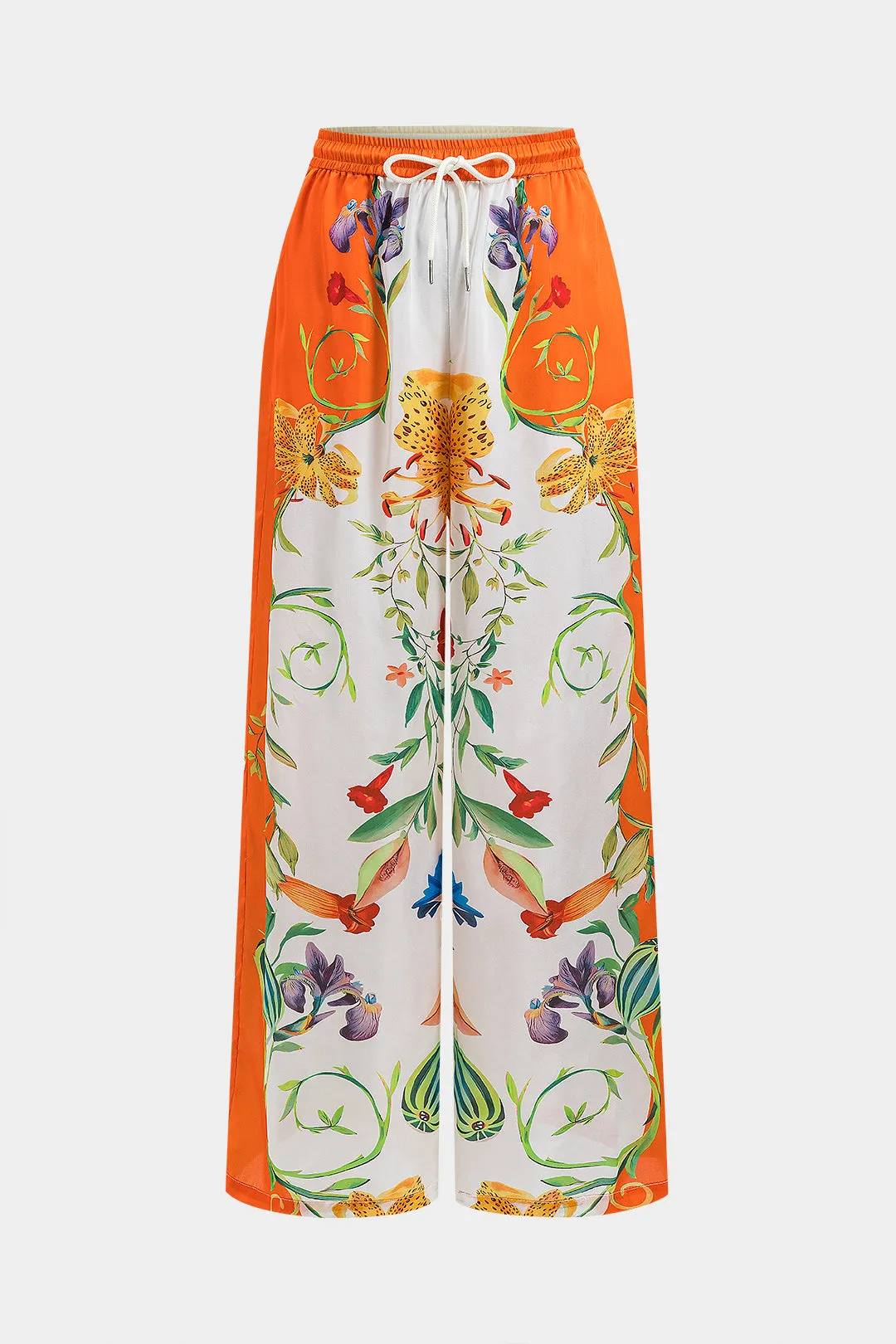 Blomsterprint Satin Ruched Button Bind Front Wide Ben Bukser sold by Micas