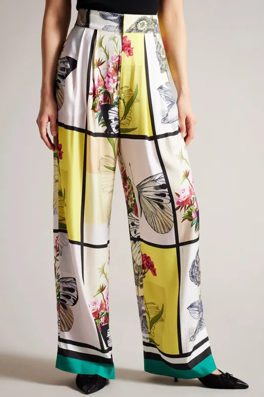 Floral Print Satin Wide Leg Trousers sold by Micas
