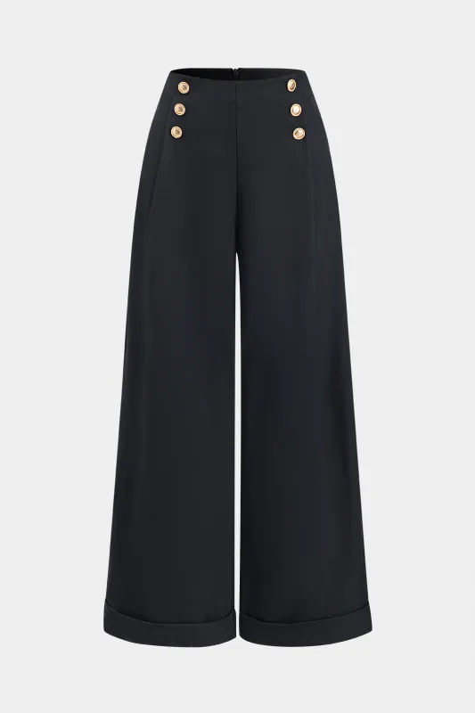 Knap lynlås brede ben bukser sold by Micas