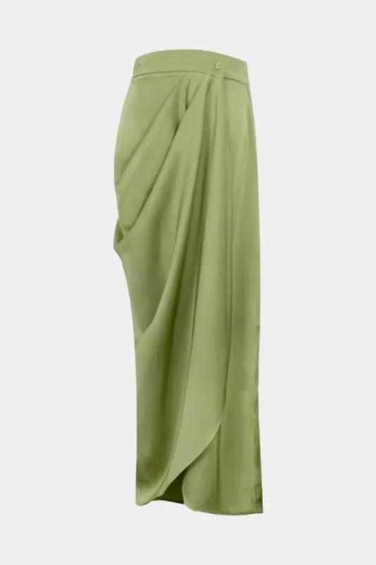 Satin Ruched Button Skirt sold by Micas