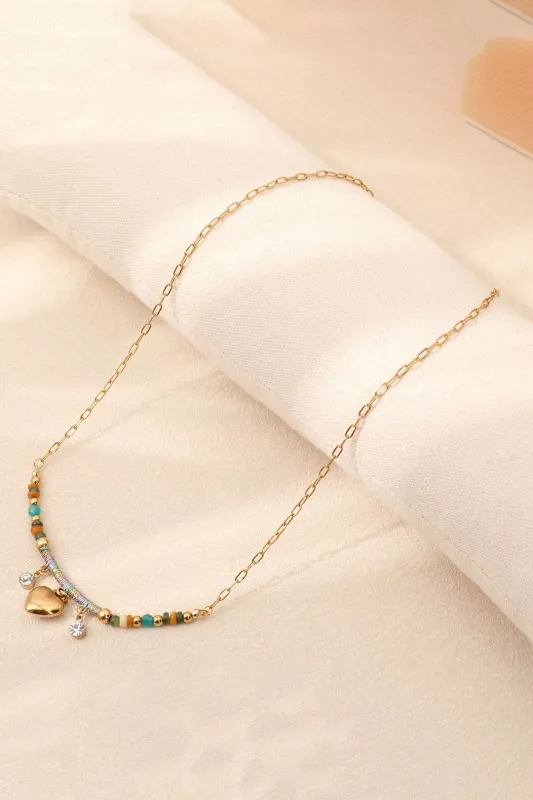 Metal perle hjerteform halskæde sold by Micas