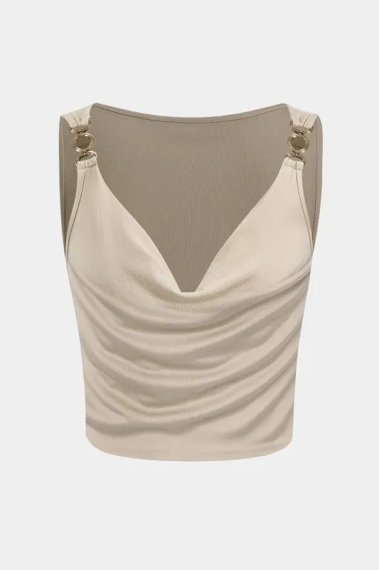 Metallic Decor Ruched Tank Top sold by Micas