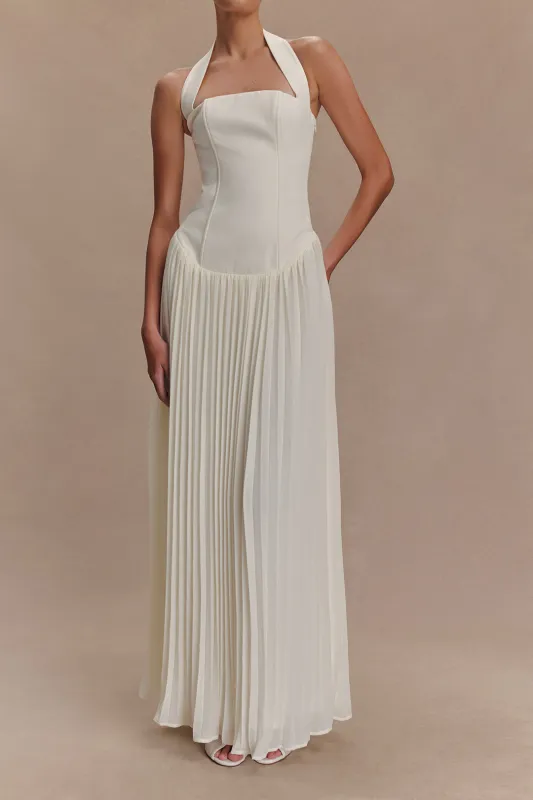 Pleated Zipper Backless Maxi Dress sold by Micas