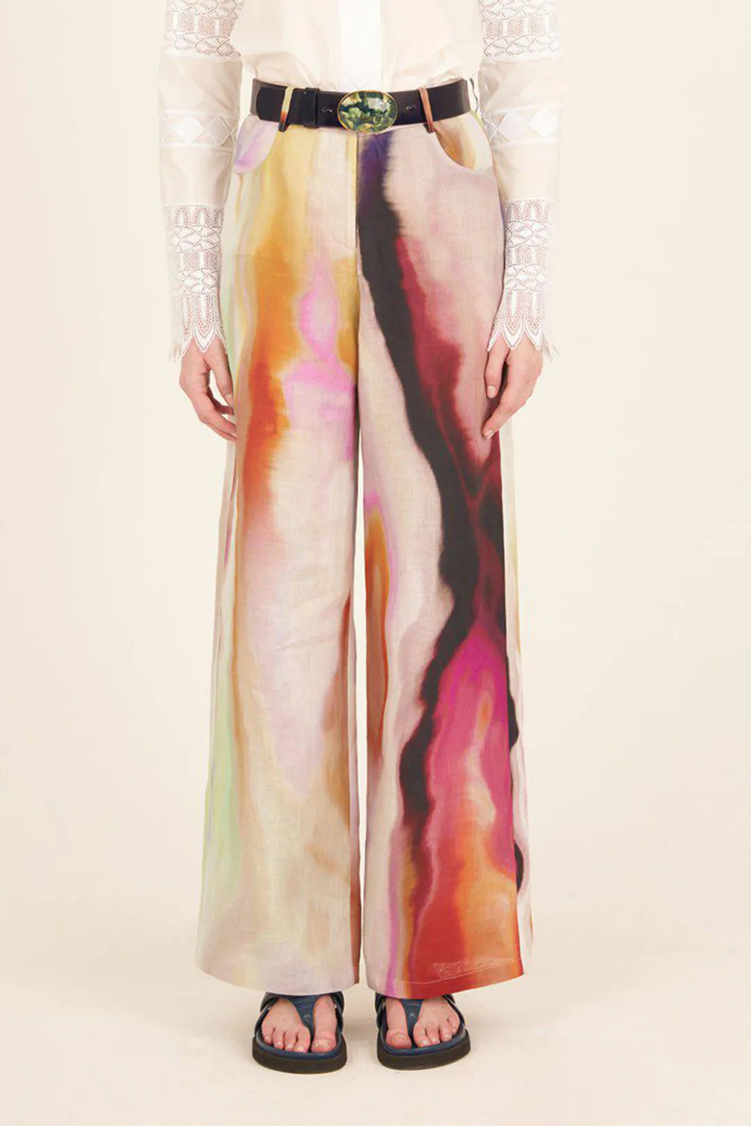 Tie Dye Print Button Pocket Wide Leg Trousers sold by Micas product image thumbnail 2