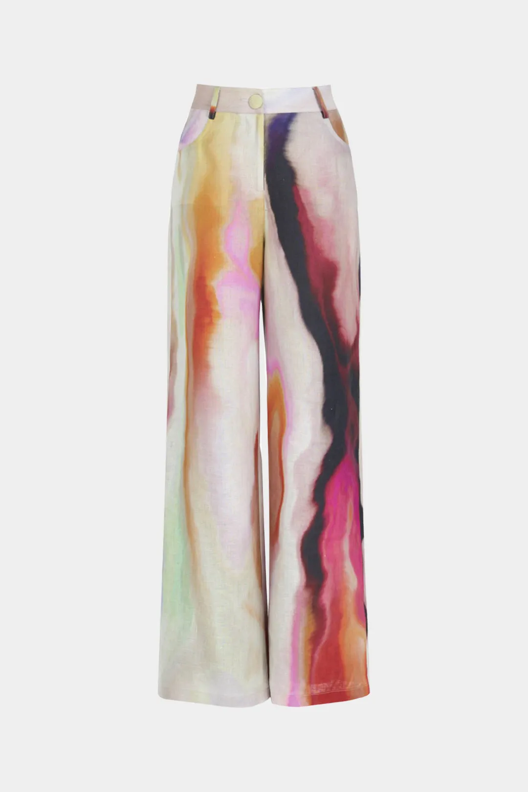 Tie Dye Print Button Pocket Wide Leg Trousers sold by Micas