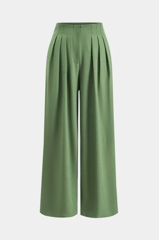 Pleated Pocket Wide Leg Trousers sold by Micas