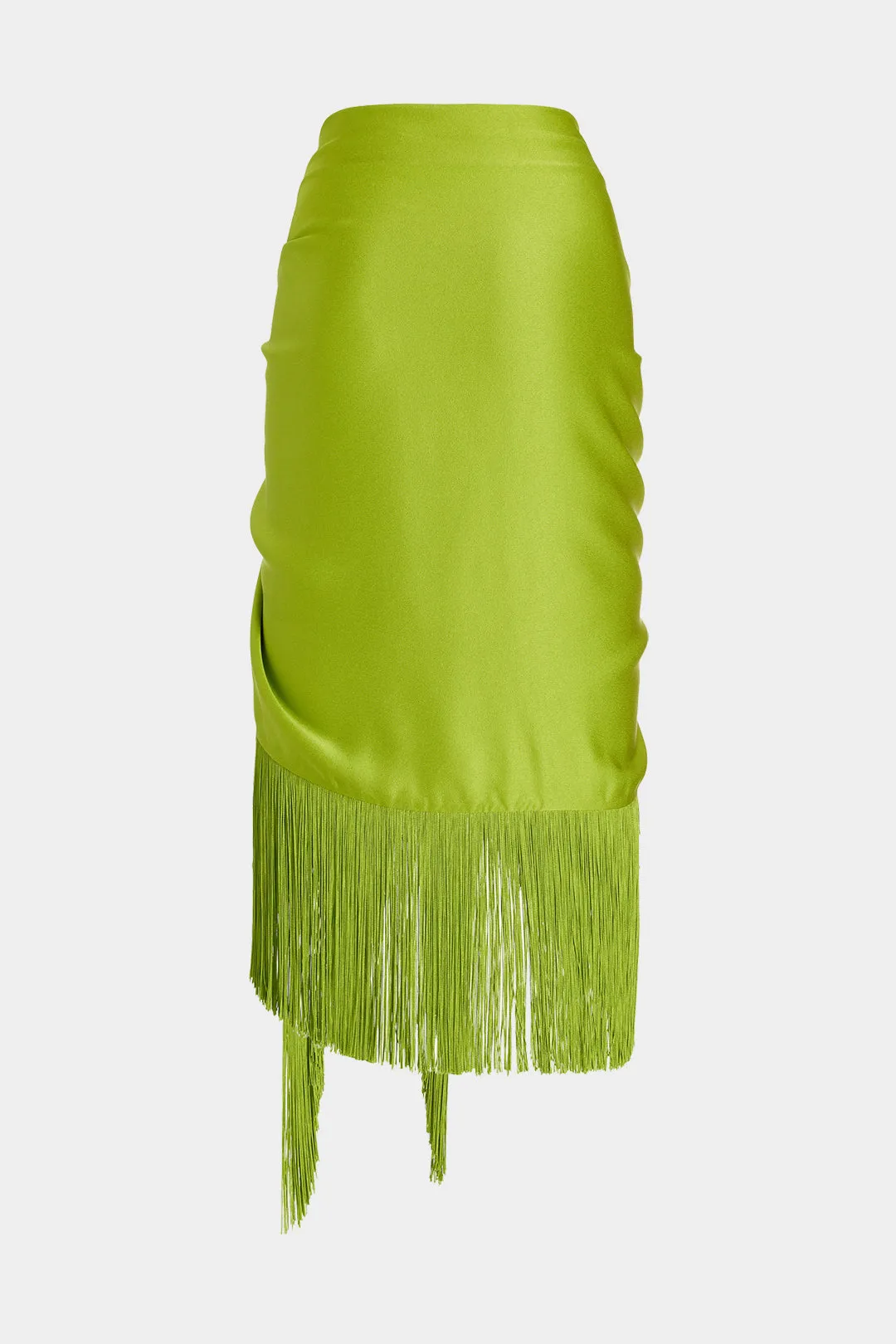 Satin Ruched Tie Front Fringe Skirt sold by Micas product image thumbnail 2