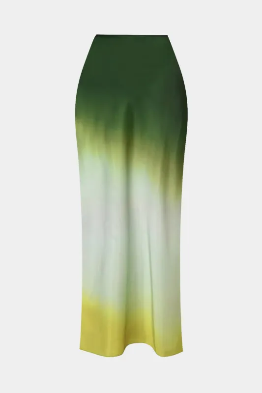 Ombre Print Satin Tie Front Skirt sold by Micas