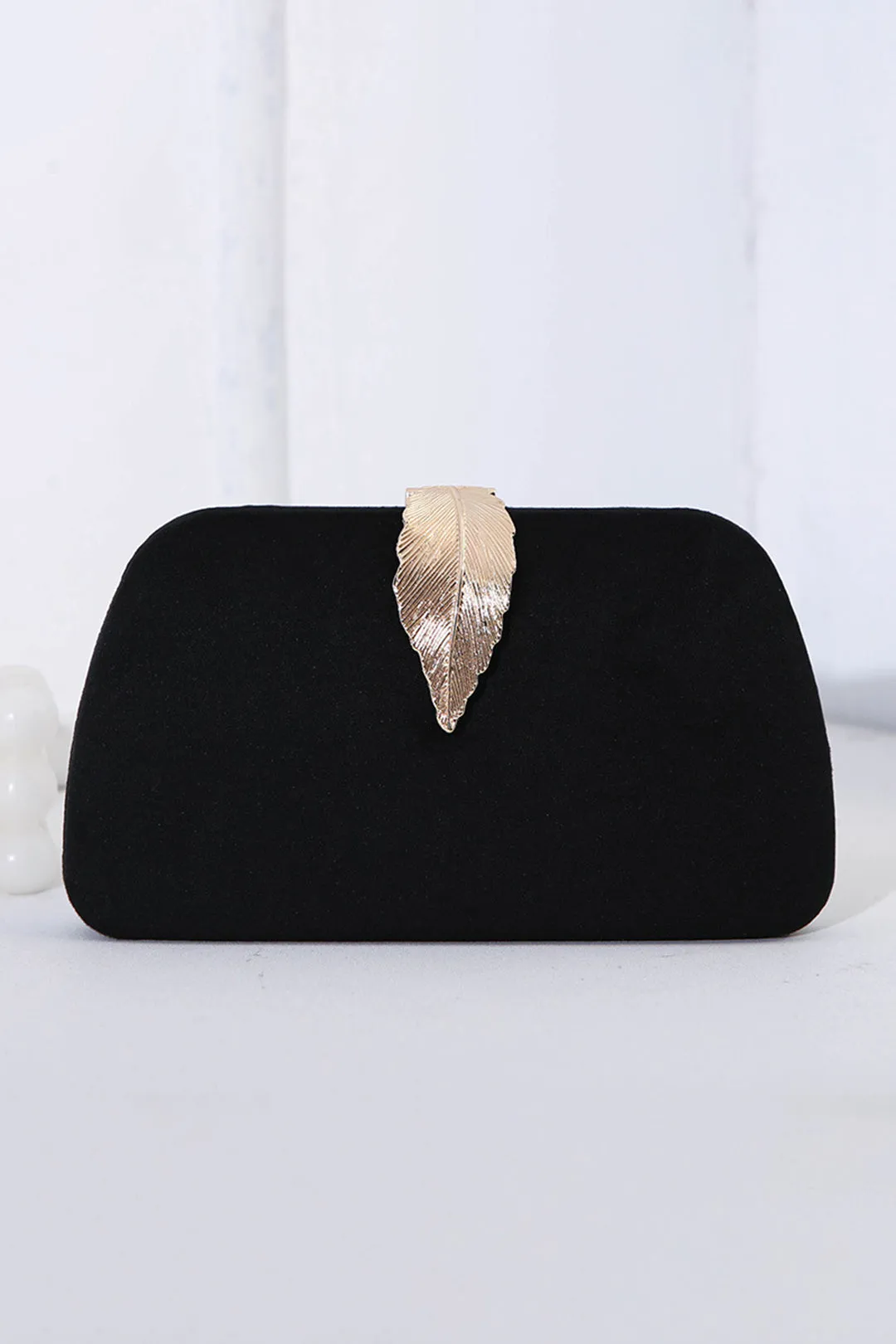 Metal Chain Leaf Decor Clutch Purse sold by Micas