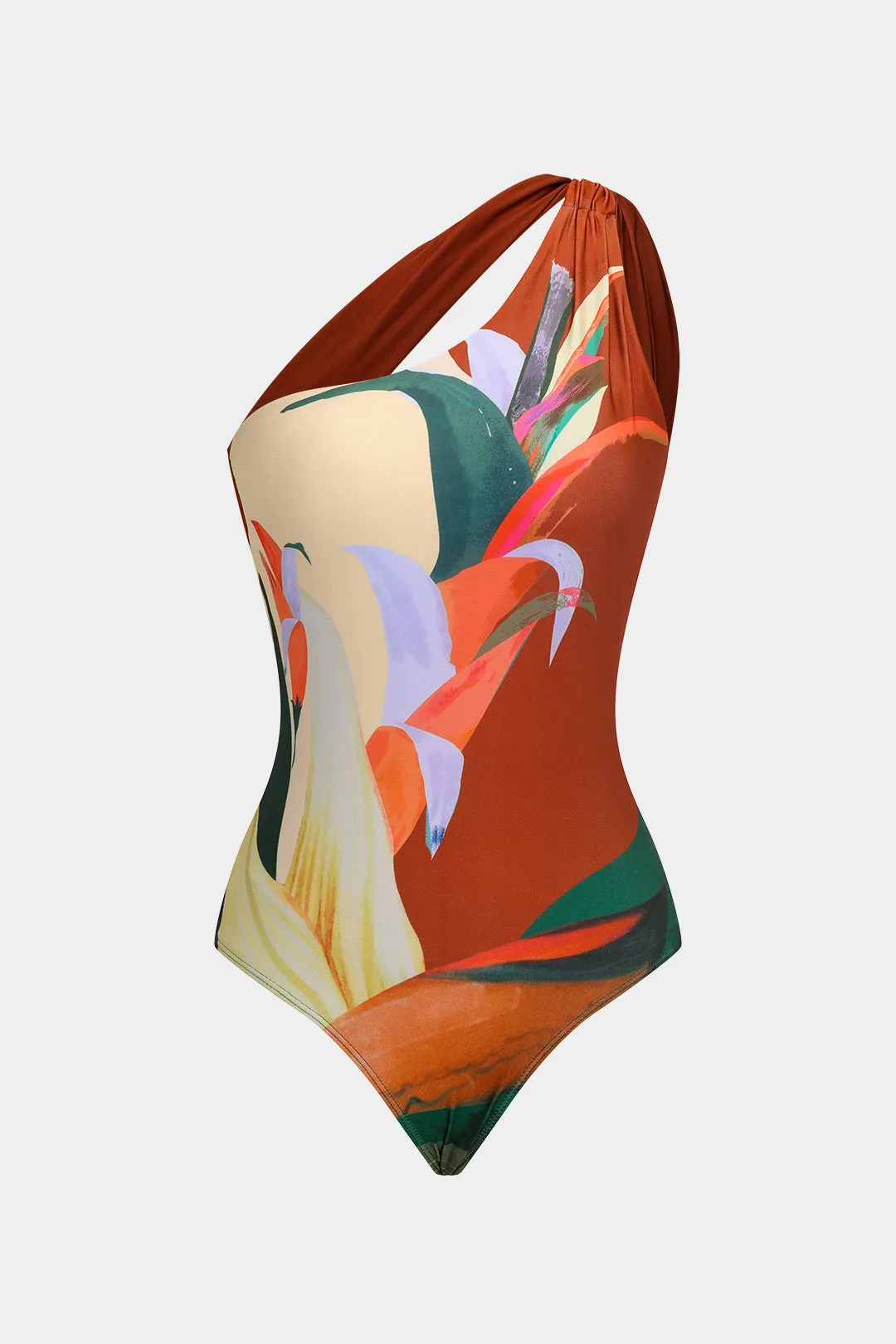 Blade Print Ruched One Shoulder Rackless Tummy Control I ét stykke badedragt sold by Micas product image thumbnail 2