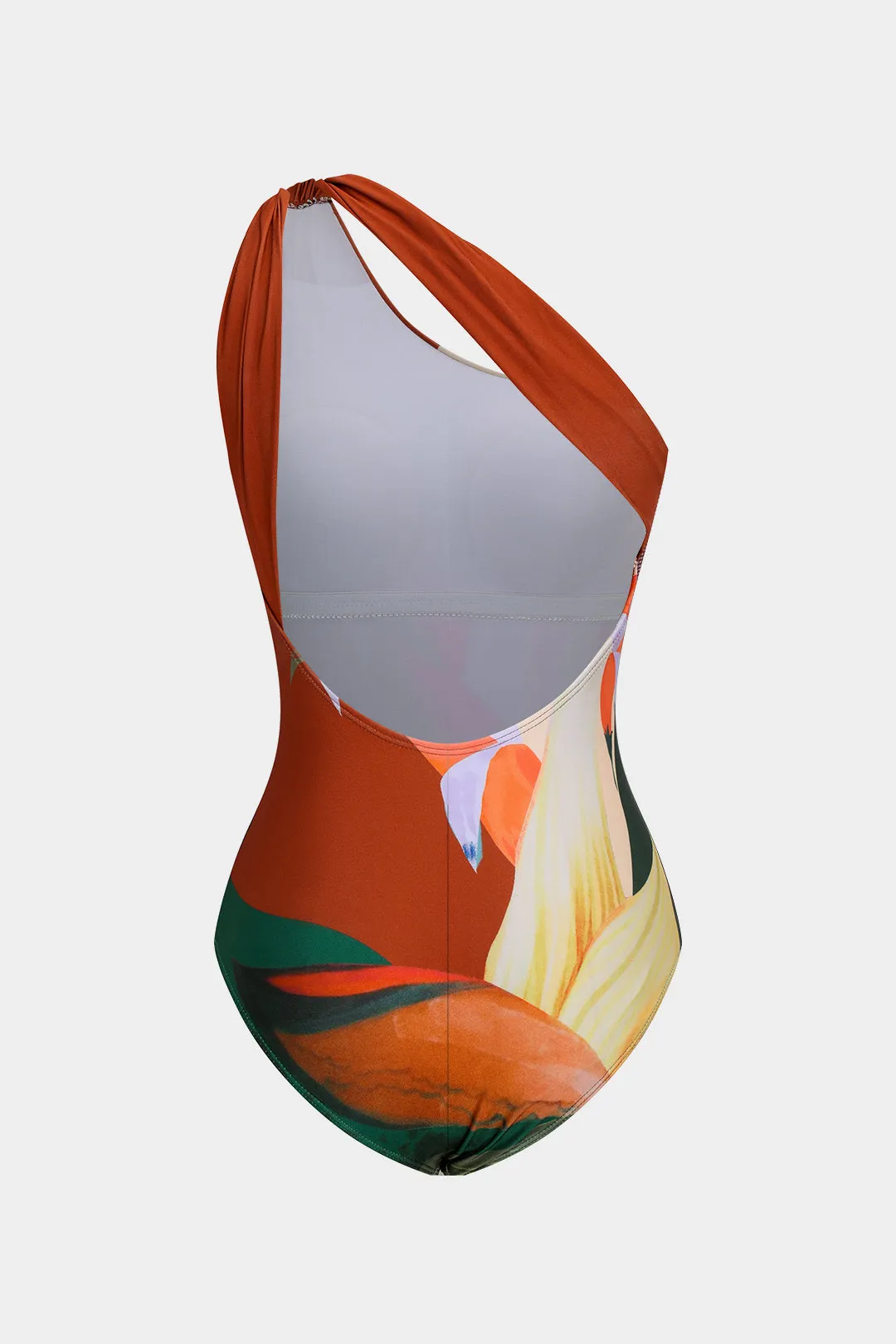 Blade Print Ruched One Shoulder Rackless Tummy Control I ét stykke badedragt sold by Micas product image thumbnail 3