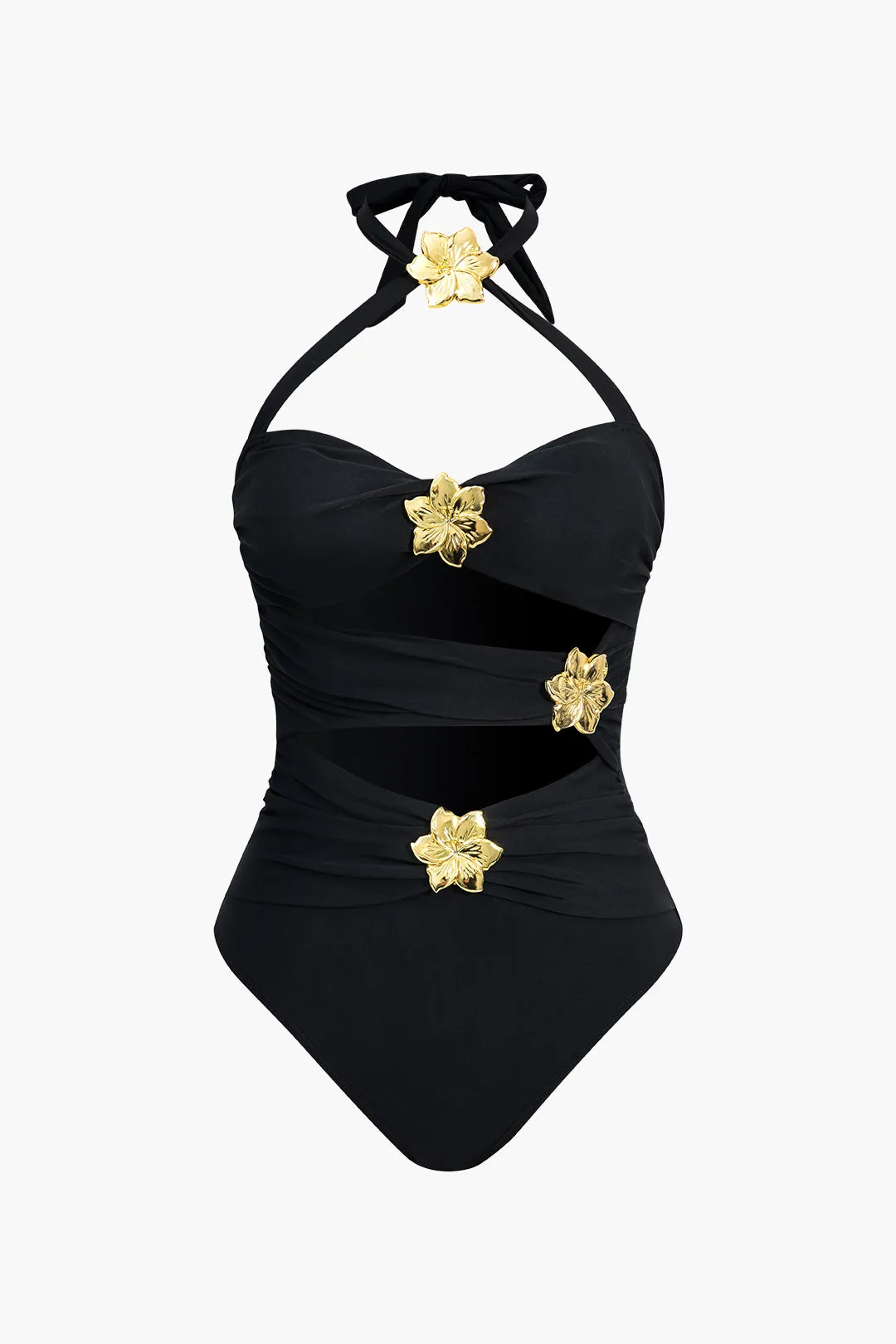 Metallisk indretning Skåret ud Tie op mave kontrol i ét stykke badedragt sold by Micas product image thumbnail 2