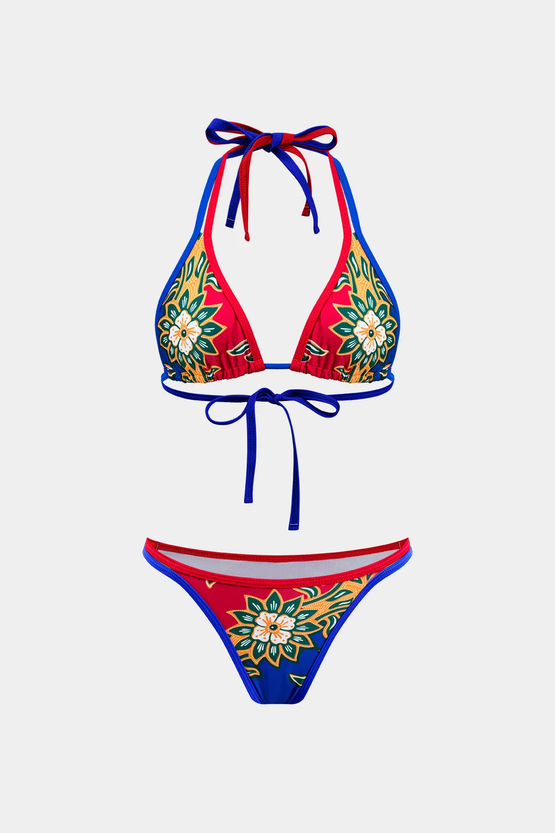 Blomsterprint Ruched Tie Up Bikini og Tie Knot Cover Up Set sold by Micas product image thumbnail 3