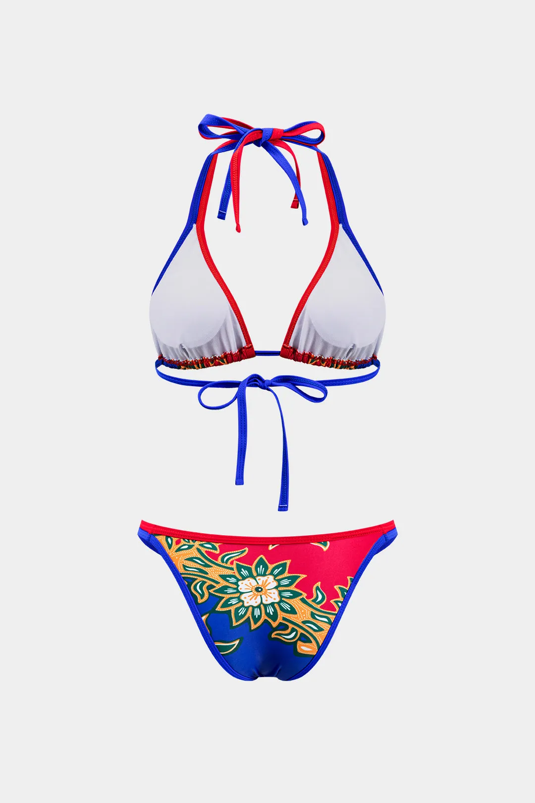 Blomsterprint Ruched Tie Up Bikini og Tie Knot Cover Up Set sold by Micas product image thumbnail 4