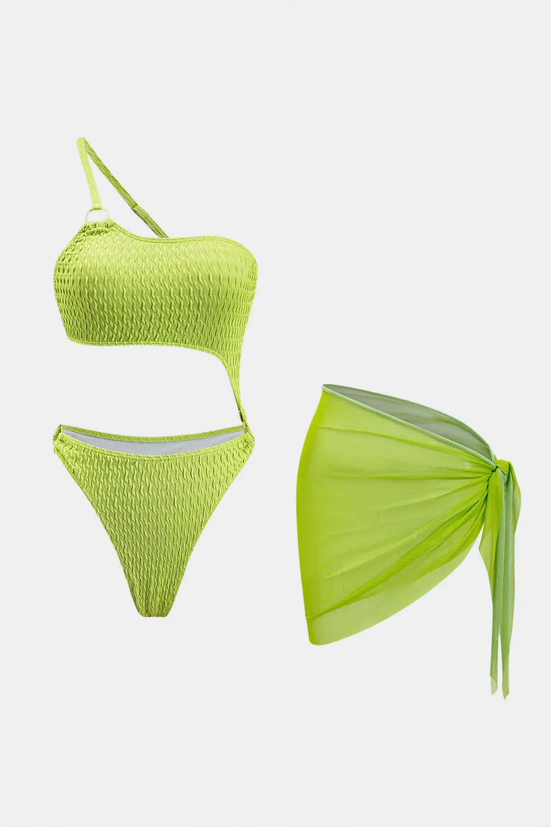 Asymmetrisk bikini og ruched slips knude cover up sæt sold by Micas