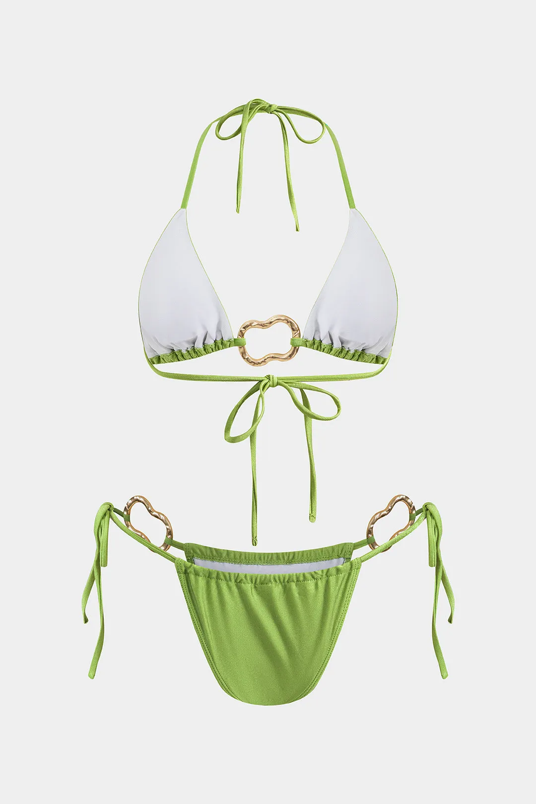 Metallisk ruched rygfri bindingsbikini-sæt sold by Micas product image thumbnail 3