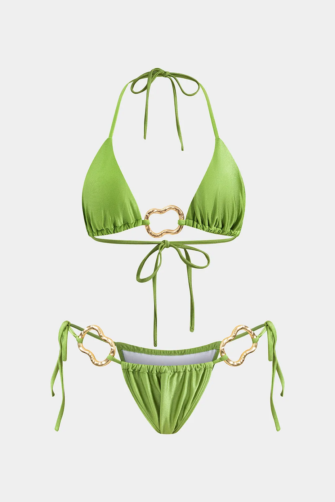 Metallisk ruched rygfri bindingsbikini-sæt sold by Micas product image thumbnail 2
