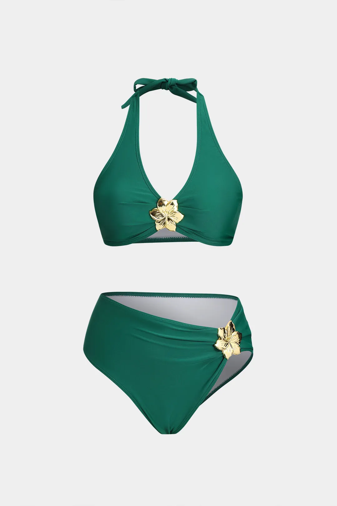 Metallisk udsmykning Ruched Tie Up Backless Bikini Set sold by Micas product image thumbnail 2