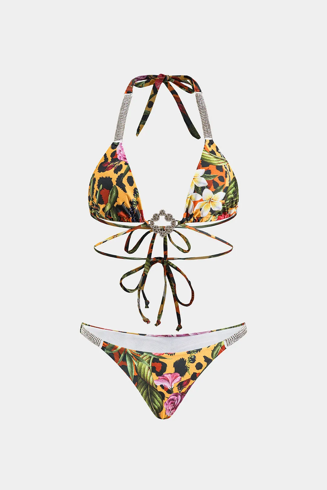 Tropisk print rhinestone stroppet bikini sæt sold by Micas product image thumbnail 2