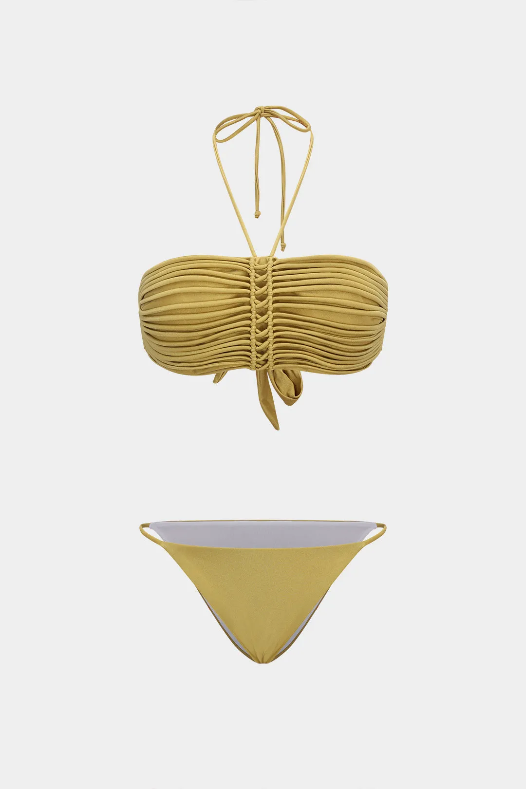 RUCHED TIE UP BACKLESS BIKINI SET sold by Micas product image thumbnail 2