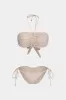 RUCHED TIE UP BACKLESS BIKINI SET sold by Micas