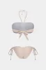 RUCHED TIE UP BACKLESS BIKINI SET sold by Micas