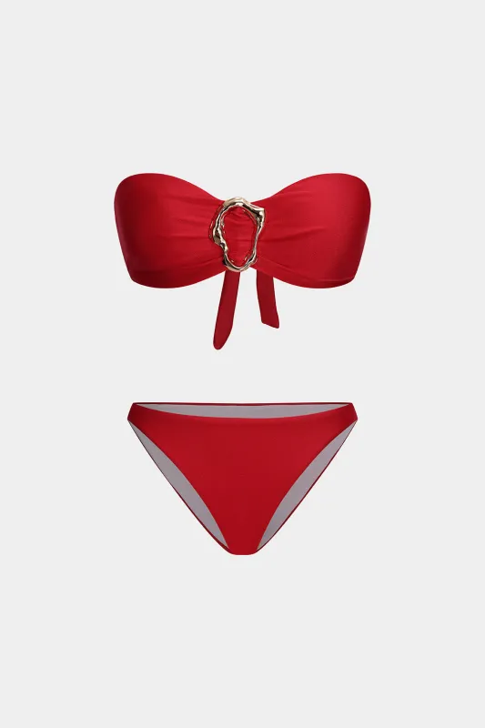 Metallisk slips tilbage bagløst bikini -sæt sold by Micas